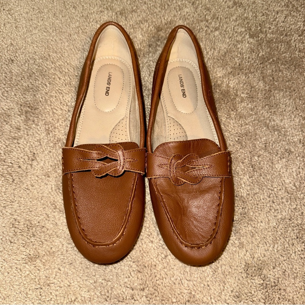 Lands End Brown Leather Loafers